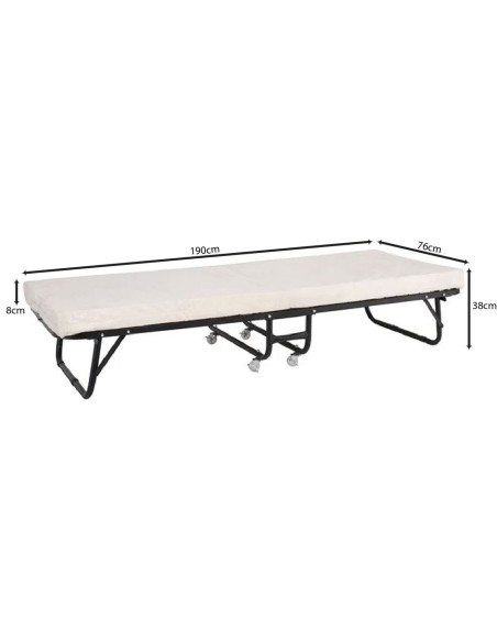 SPAN Folding Bed 76x190x38cm-Mattress 8cm