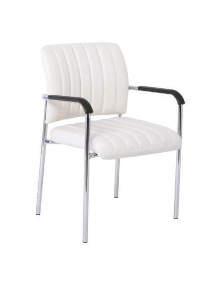 DENIM Visitor Armchair-Chromed Frame-White Pu