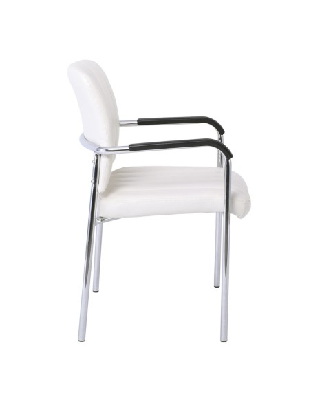 DENIM Visitor Armchair-Chromed Frame-White Pu