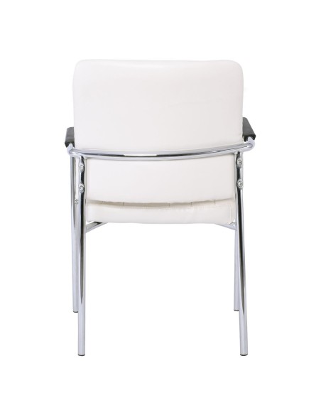 DENIM Visitor Armchair-Chromed Frame-White Pu