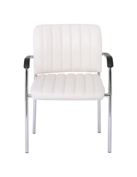 DENIM Visitor Armchair-Chromed Frame-White Pu