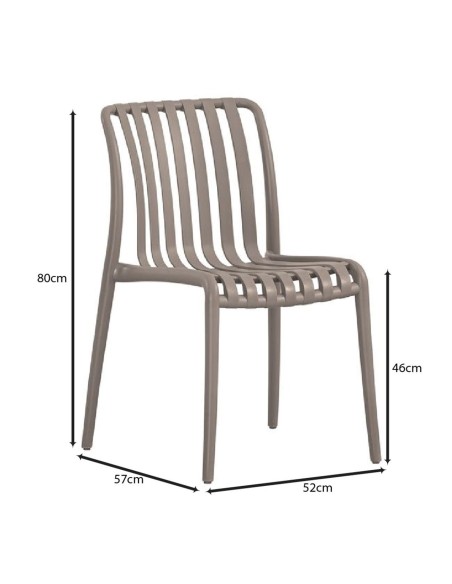 MODA-H Καρέκλα Στοιβαζόμενη, PP - UV Protection, Απόχρωση Mocha