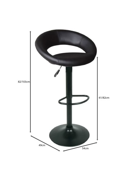 BELT Bar Stool Steel Black-Pu Black