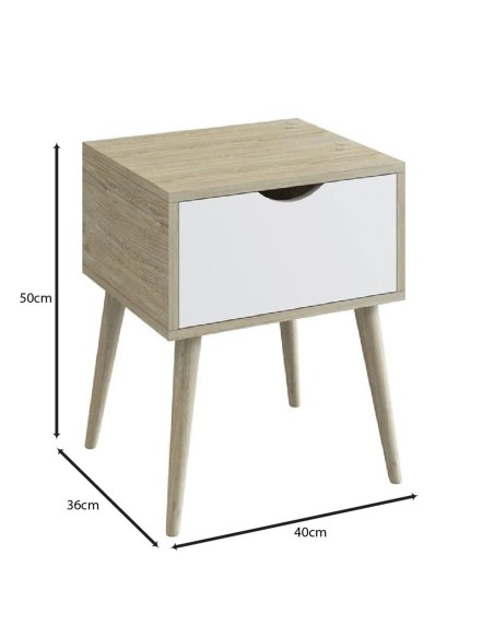 ALIDA Κομοδίνο Απόχρωση Sonoma - Άσπρο