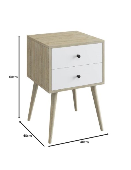 ALIDA Bedside 2-Drawers 40x40x60cm Sonoma-White