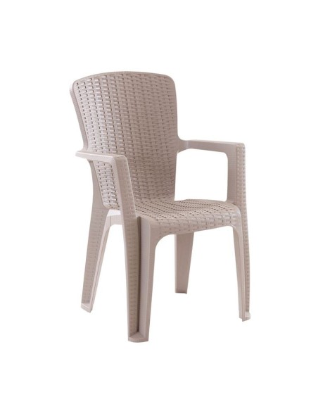 SIDE Πολυθρόνα Κήπου-Βεράντας Στοιβαζόμενη, (Rattan Look) PP-UV Απόχρωση Cappuccino