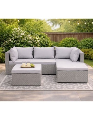 CORNER Set Wicker, Γωνία με Σκαμπό,...