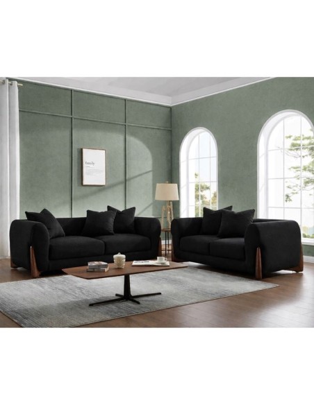 KANSAS Set Σαλόνι - Καθιστικό, 2Θέσιος-3Θέσιος, Teddy Ύφασμα Μαύρο