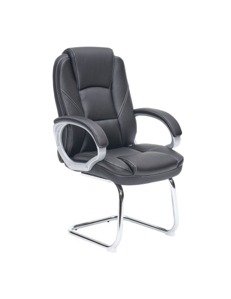 BF6950VW Visitor Armchair Chromed Base, Black Pu
