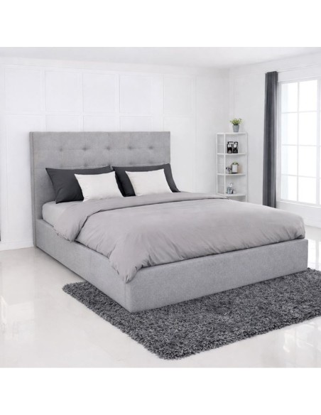 DOLCE Κρεβάτι Διπλό με Αποθηκευτικό Χώρο, για Στρώμα 160x200cm, Ύφασμα Γκρι