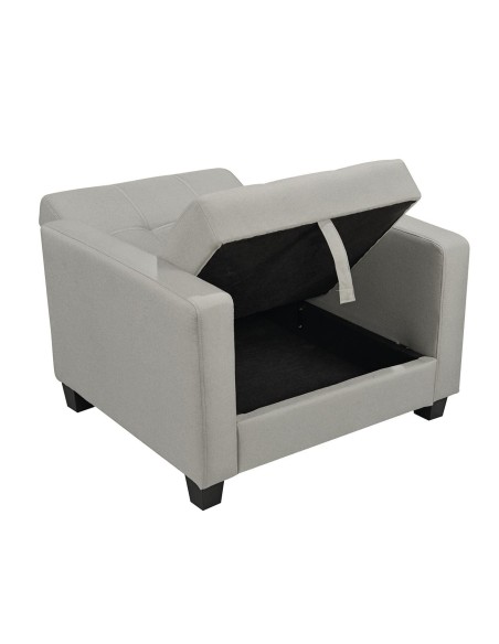 KELSO Πολυθρόνα - Κρεβάτι με Αποθηκευτικό Χώρο, Ύφασμα Ανοιχτό Γκρι