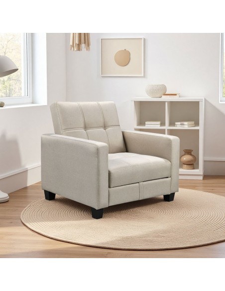 KELSO Πολυθρόνα - Κρεβάτι με Αποθηκευτικό Χώρο, Ύφασμα Cappuccino