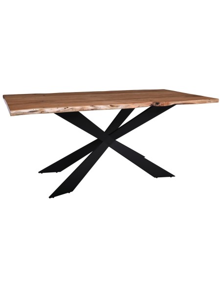 LIZARD-WT Dining Table 180x90x78 Acacia Natural Finish (Black Paint)