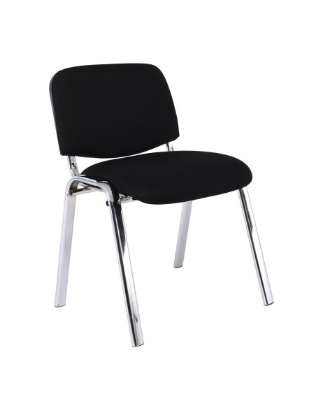 SIGMA Stacking Chair Chrome Frame-Black Fabric