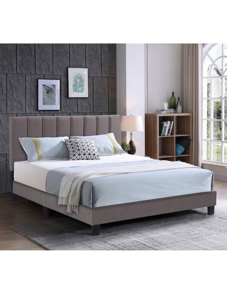 ALLEGRO Bed (for Mattress 160x200cm) Fabric Cappuccino