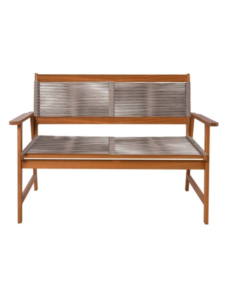 SPRING Living Καναπές 2θέσιος Καθιστικού Βεράντας-Κήπου, Ακακία Φυσικό-Rope Wicker Μπεζ