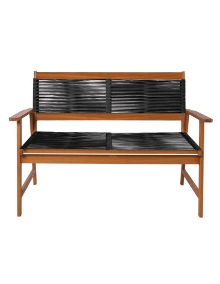 SPRING Living Καναπές 2θέσιος Καθιστικού Βεράντας-Κήπου, Ακακία Φυσικό-RopeWicker Μαύρο