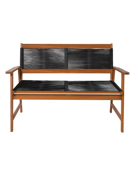 SPRING Living Καναπές 2θέσιος Καθιστικού Βεράντας-Κήπου, Ακακία Φυσικό-RopeWicker Μαύρο