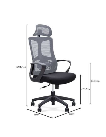 BF8600 Manager Armchair Grey Mesh-Black Fabric