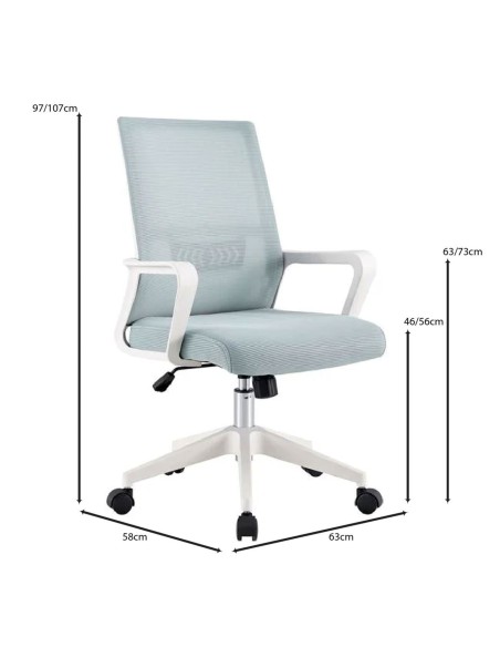 BF2965 Office Armchair White-Mesh Grey-Blue