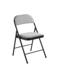 BRENDA Folding Chair Grey Fabric (Black Paint)