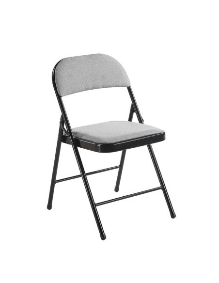 BRENDA Folding Chair Grey Fabric (Black Paint)