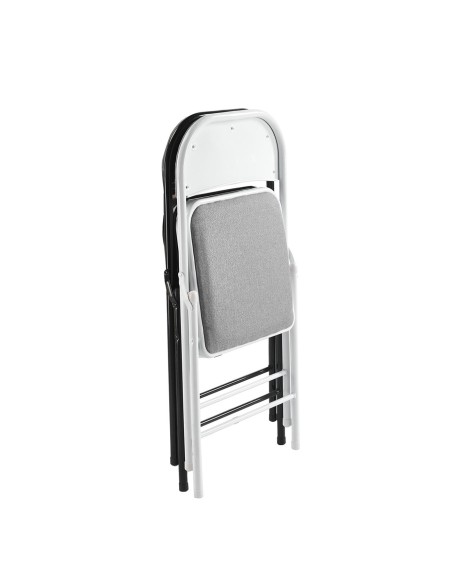 BRENDA Folding Chair Grey Fabric (Black Paint)