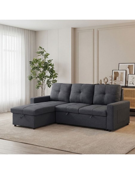 MONTREAL-S Reversible Storage Corner Sofabed Fabric Anthracite