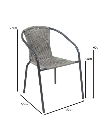 BALENO-W Armchair Metal Black-Mixed Grey Wicker