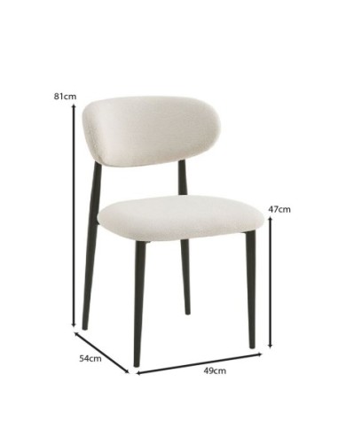 POINT Chair Black Metal, Teddy White...