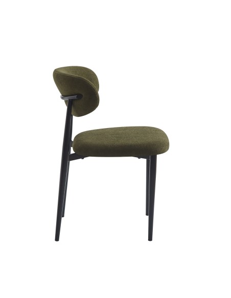 POINT Chair Black Metal, Teddy Olive Green Fabric