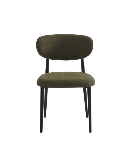 POINT Chair Black Metal, Teddy Olive Green Fabric