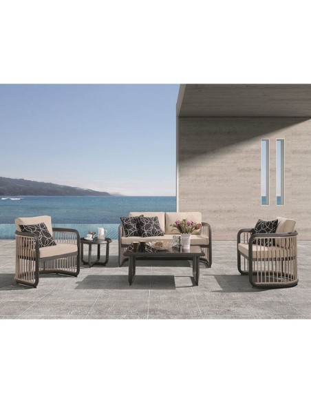 CITY Living Set Σαλόνι Καθιστικό Κήπου - Βεράντας Alu Ανθρακί - Μπεζ