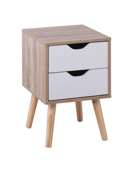 ALINA Κομοδίνο Απόχρωση Sonoma - Άσπρο - Πόδι Φυσικό