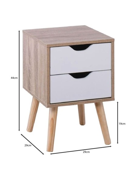 ALINA Κομοδίνο Απόχρωση Sonoma - Άσπρο - Πόδι Φυσικό