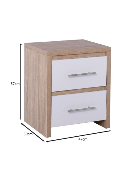 KENNEL Κομοδίνο 2 Συρτάρια, Απόχρωση Sonoma Άσπρο