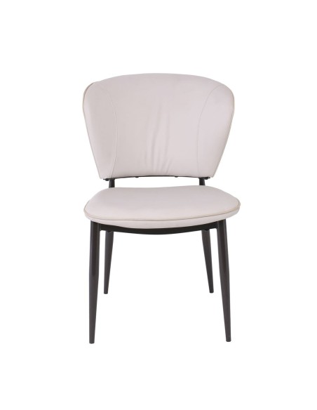 DIMA Καρέκλα Τραπεζαρίας- Κουζίνας, Μέταλλο Βαφή Μαύρο, Pu Γκρι-Μπεζ