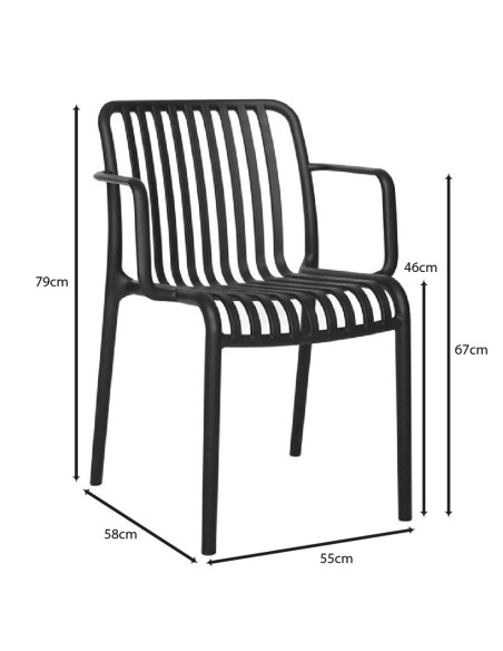 MODA-H Πολυθρόνα Στοιβαζόμενη, PP - UV Protection Απόχρωση Μαύρο