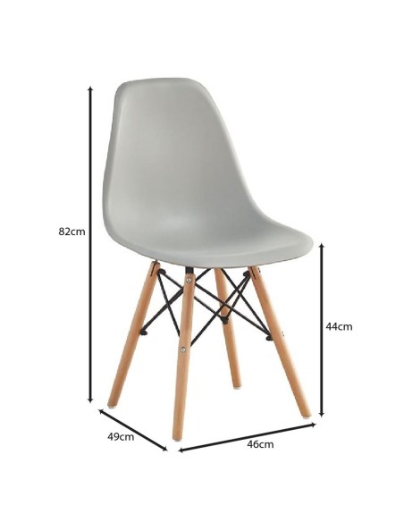 ART Wood Chair (Full K-D) PP Grey