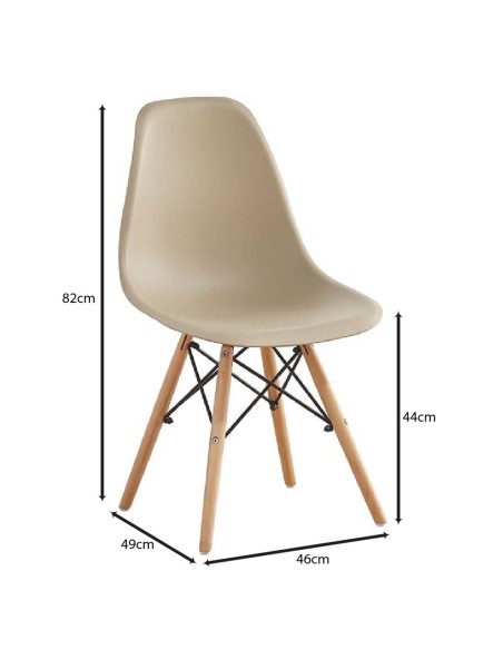 ART Wood Καρέκλα Τραπεζαρίας - Κουζίνας, Πόδια Οξιά, Κάθισμα PP Tortora - Πλήρως K-D