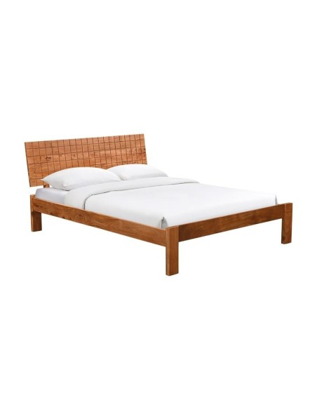 CAPITAL Κρεβάτι Διπλό, για Στρώμα 160x200cm, Ακακία Φυσικό