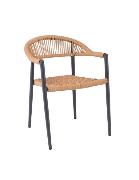 MADISON Armchair Alu Anthracite-Rope Wicker Natural