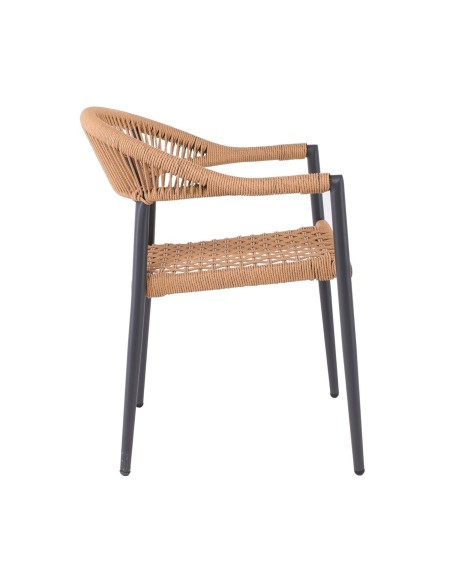 MADISON Armchair Alu Anthracite-Rope Wicker Natural