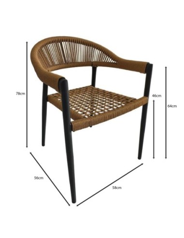 MADISON Armchair Alu Anthracite-Rope...