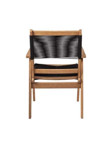 COFFEE Dining Πολυθρόνα Βεράντας - Κήπου, Ξύλο Ακακία Φυσικό, Rope Wicker Μαύρο