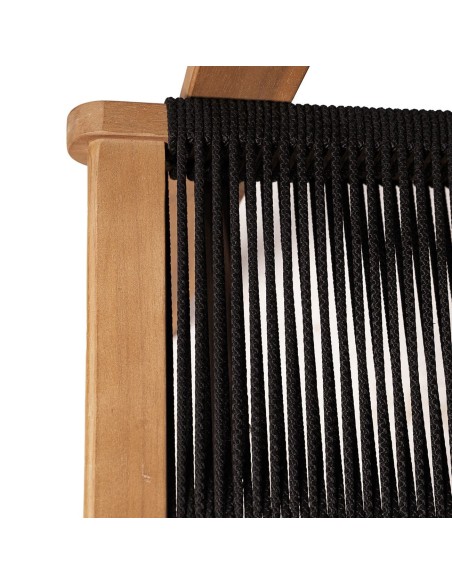 COFFEE Dining Πολυθρόνα Βεράντας - Κήπου, Ξύλο Ακακία Φυσικό, Rope Wicker Μαύρο