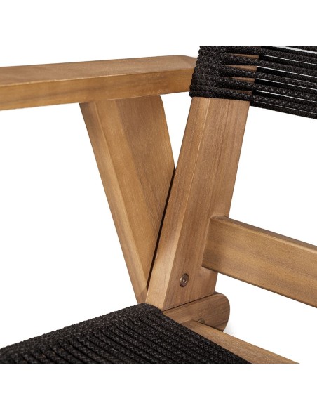 COFFEE Living 2-Seat Bench Acacia Natural, Rope Wicker Black