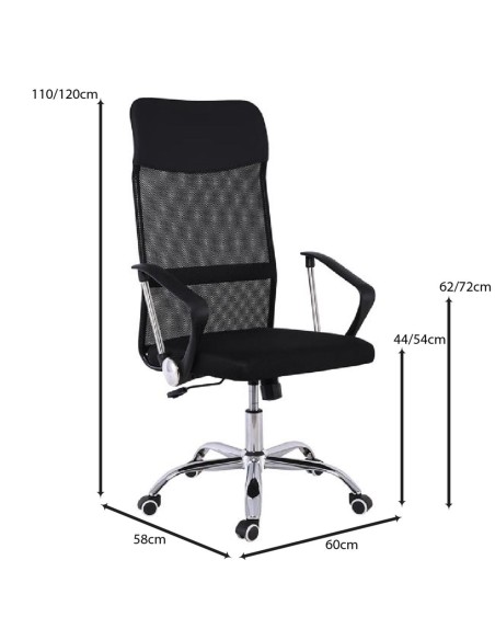 BF2400-W Manager Armchair Chromed Base-Pu&Mesh Black