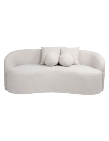 LYON 2-Seater Sofa Teddy White Fabric