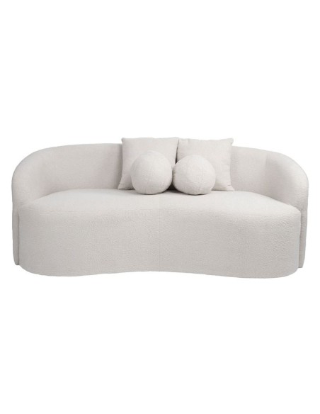 LYON 2-Seater Sofa Teddy White Fabric
